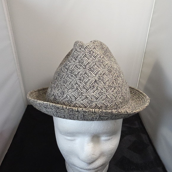 Vintage Borsalino Wool Fedora Gray Herringbone Italy 54cm (US 6¾ / UK 6⅞)